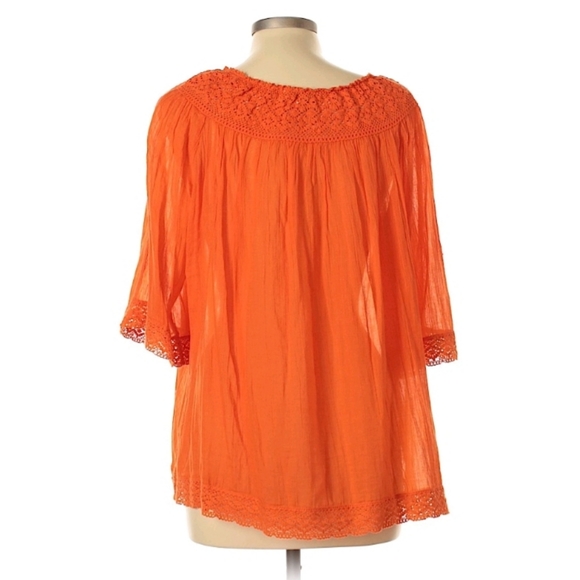 Crown & Ivy 3/4 Sleeve Blouse Orange - Picture 2 of 3